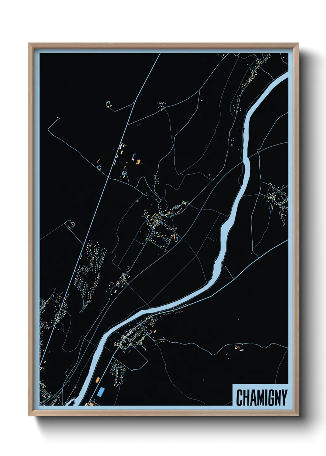 Une affiche de carte sur Chamigny