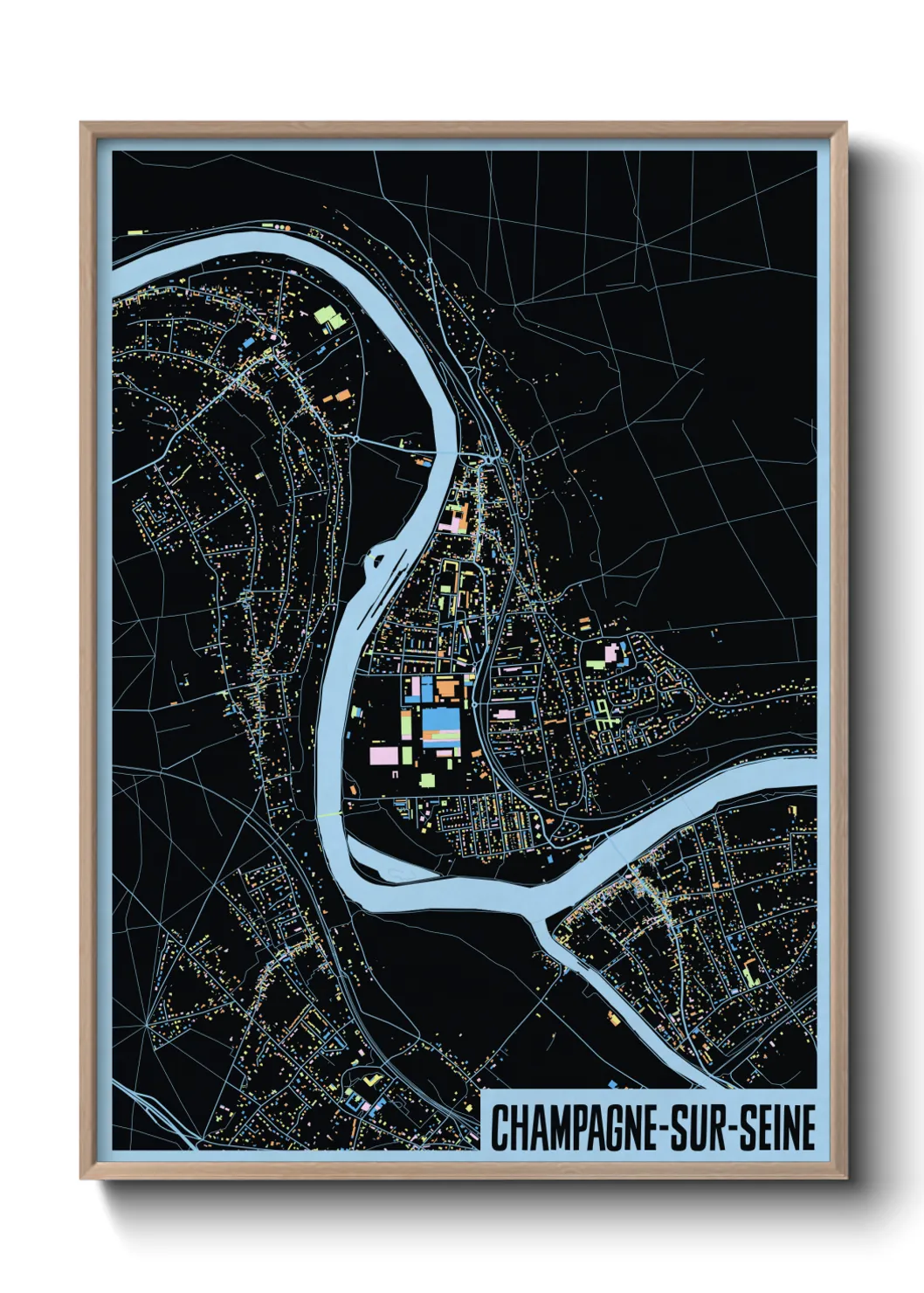 Une affiche de carte sur Champagne-sur-Seine