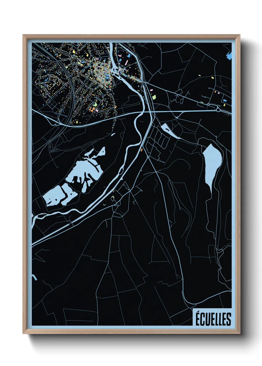 Une affiche de carte sur Écuelles