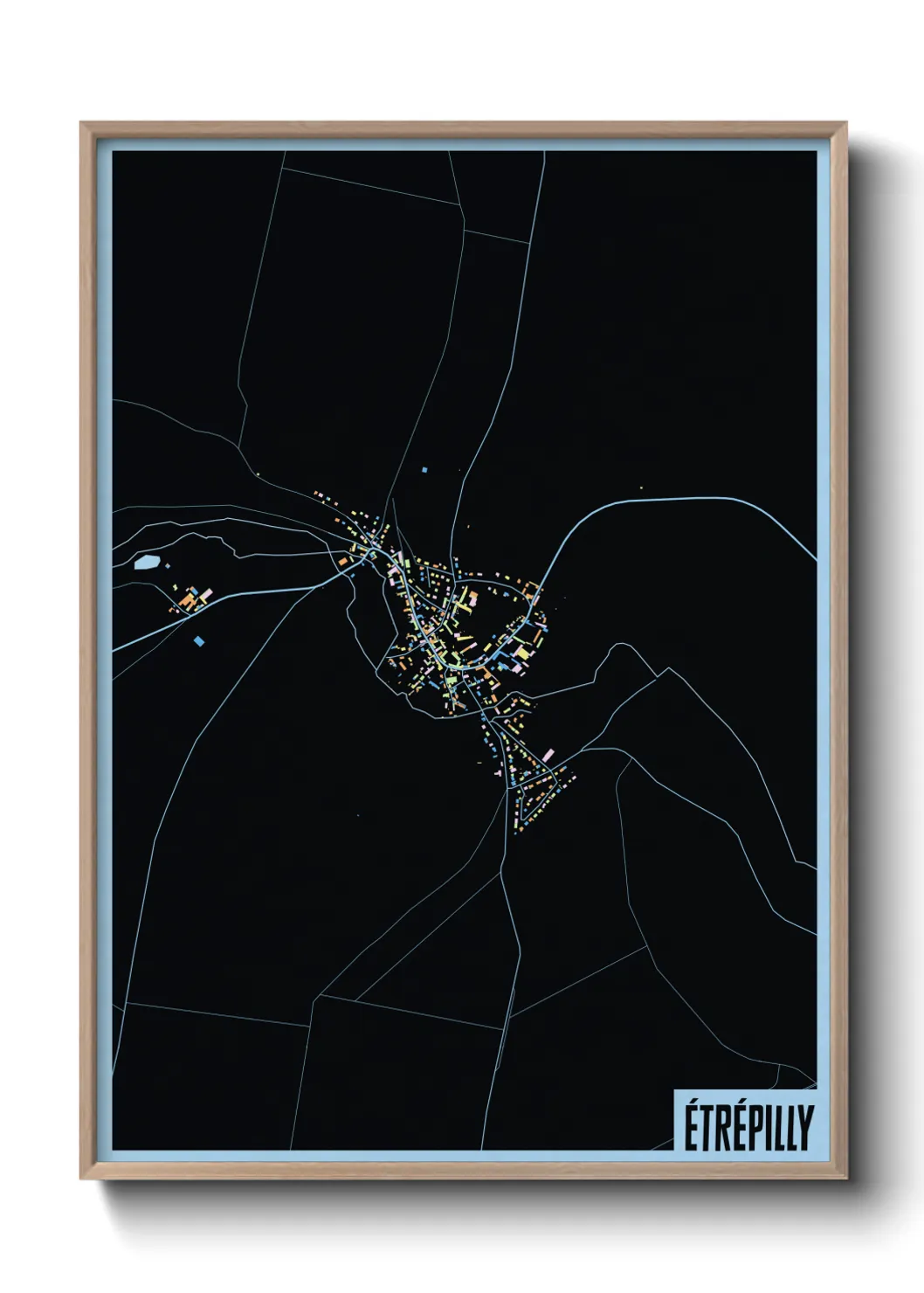 Une affiche de carte sur Étrépilly