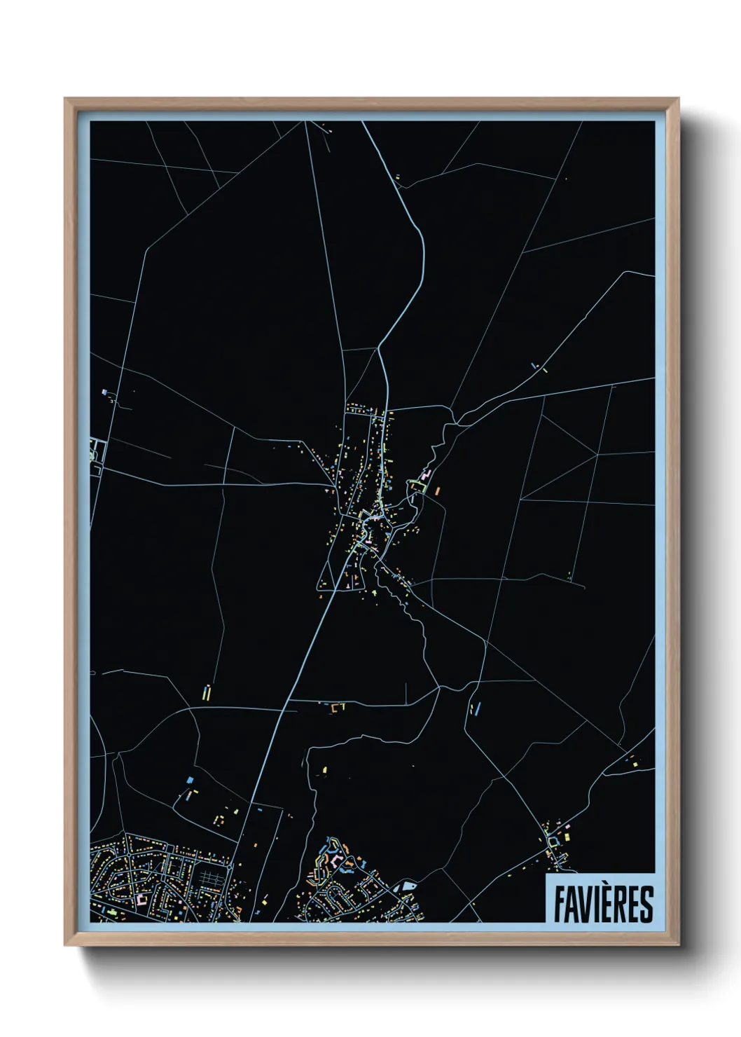 Une affiche de carte sur Favières