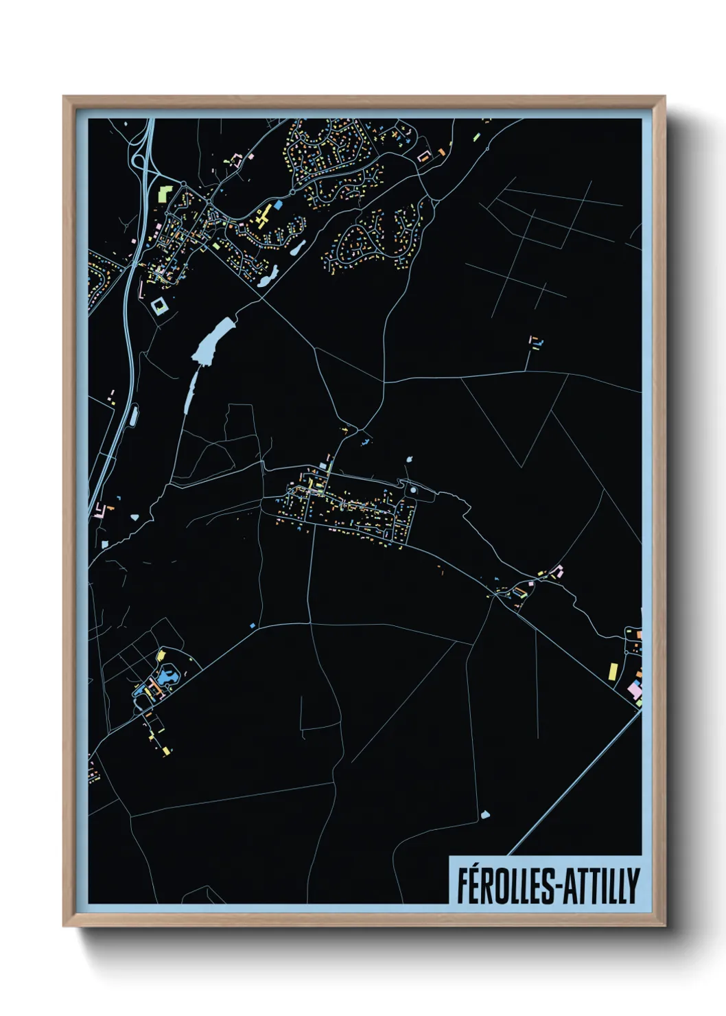 Une affiche de carte sur Férolles-Attilly