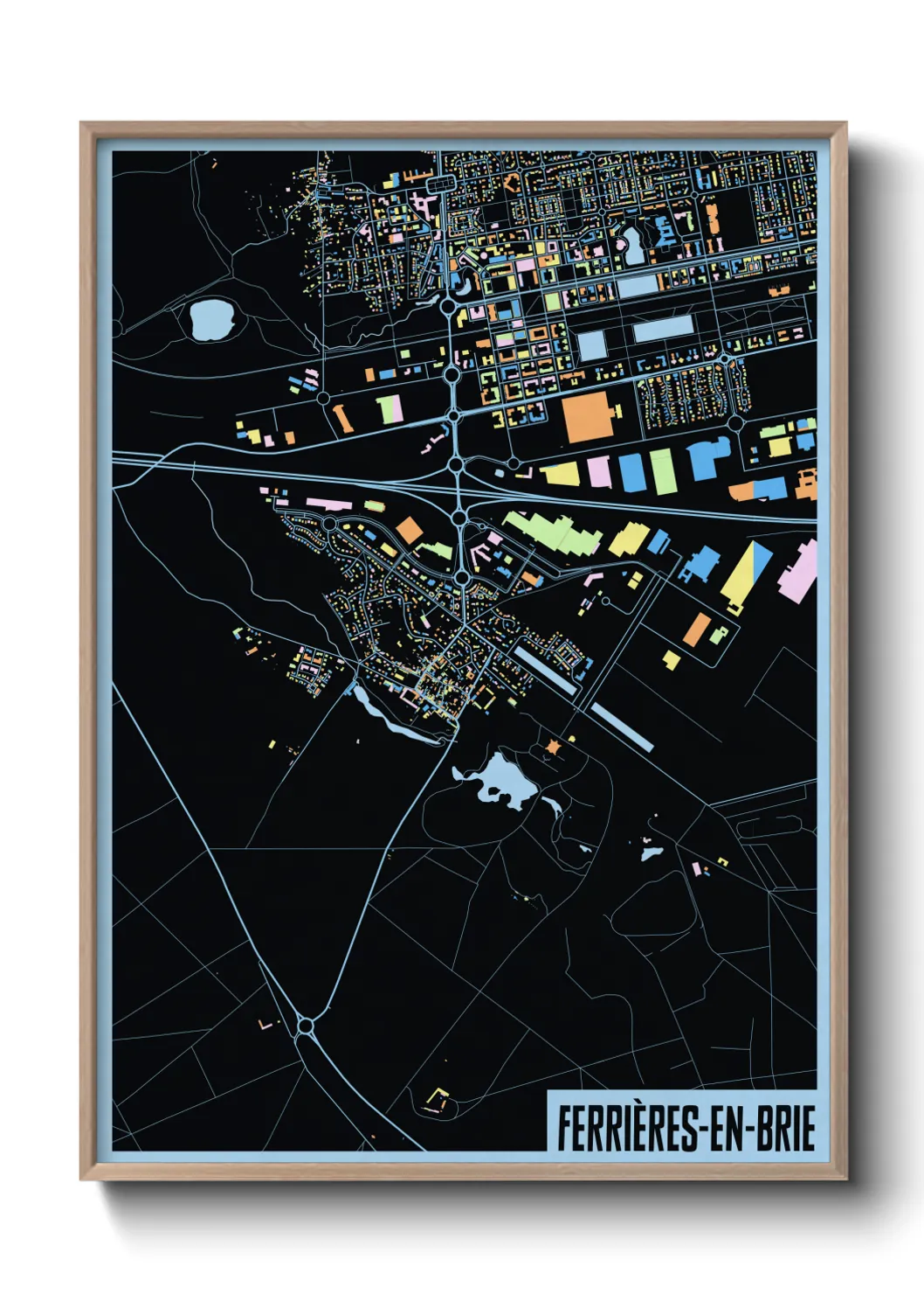 Une affiche de carte sur Ferrières-en-Brie