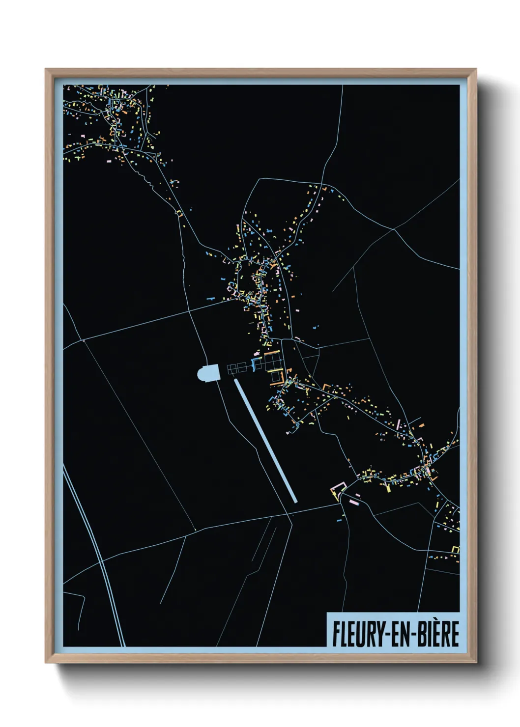 Une affiche de carte sur Fleury-en-Bière