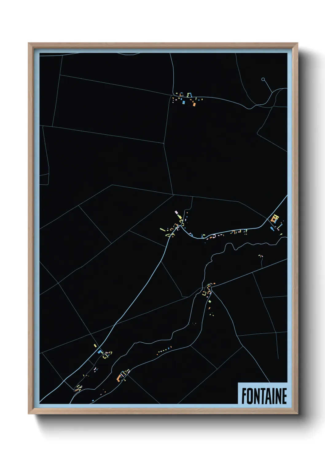 Une affiche de carte sur Fontaine