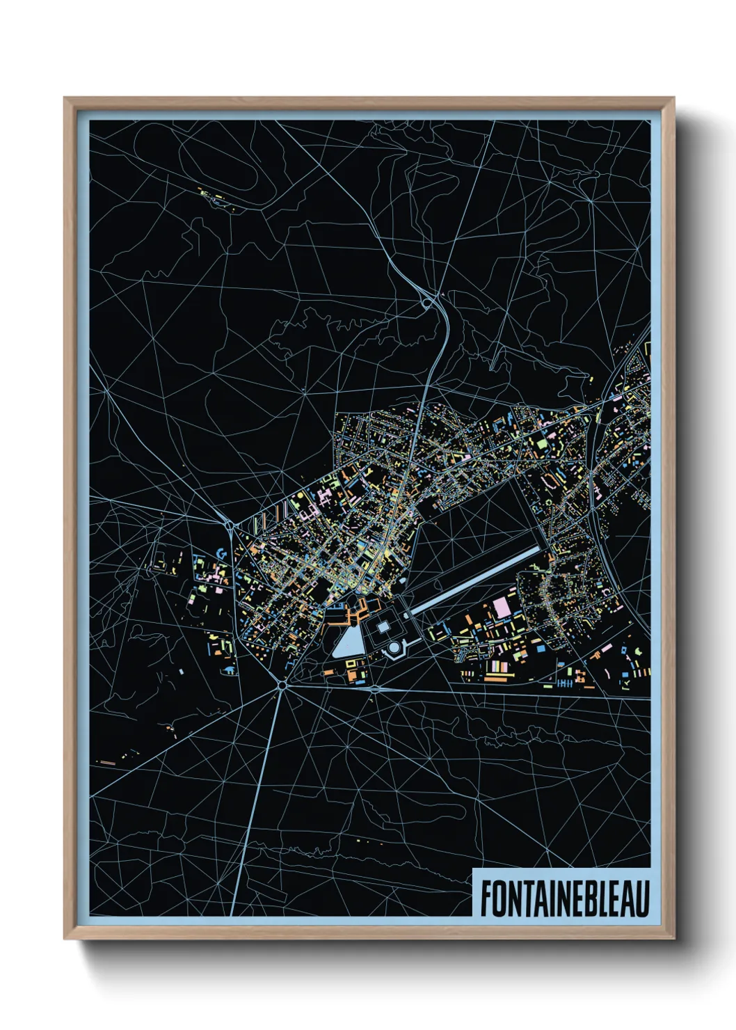 Une affiche de carte sur Fontainebleau