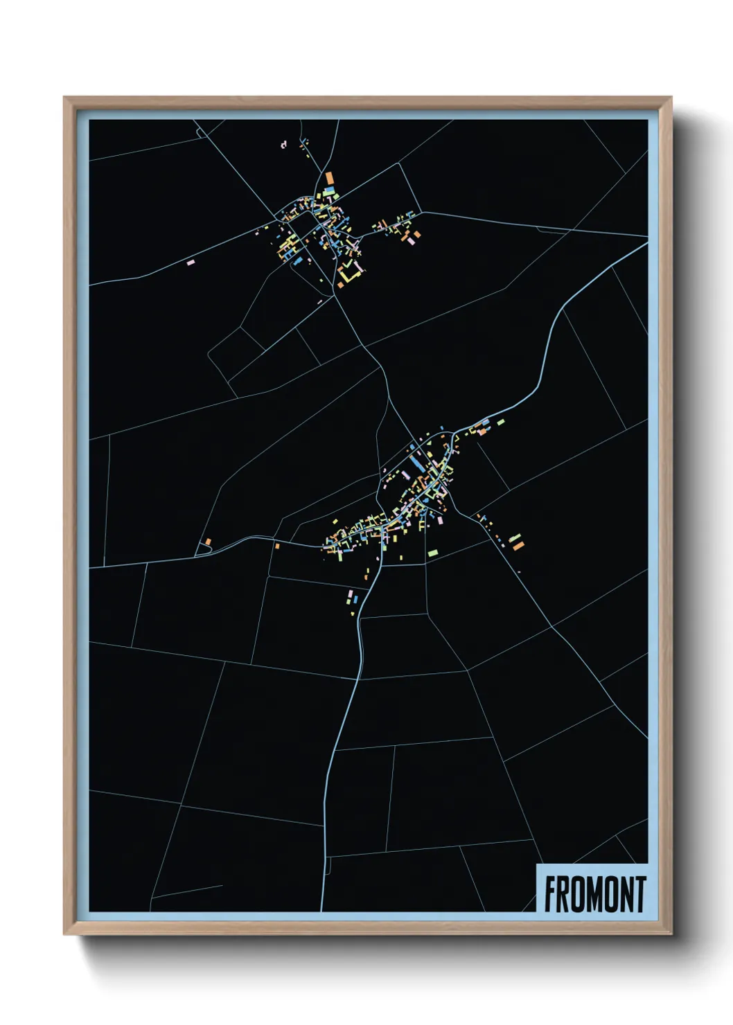 Une affiche de carte sur Fromont