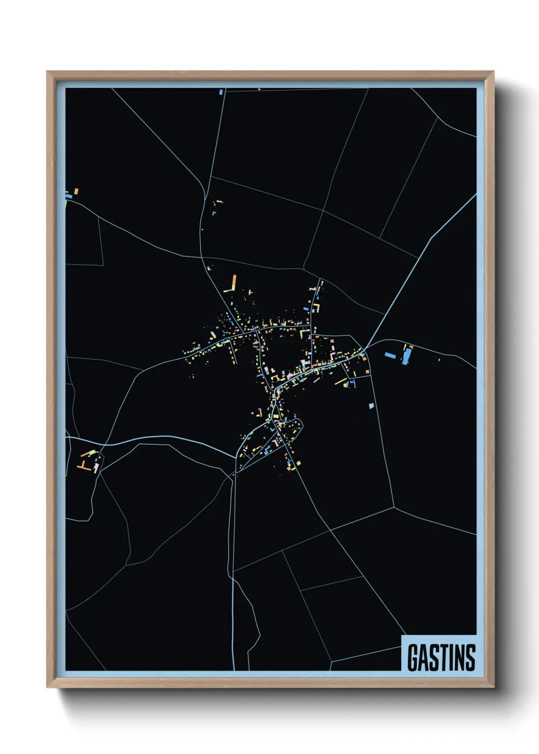 Une affiche de carte sur Gastins