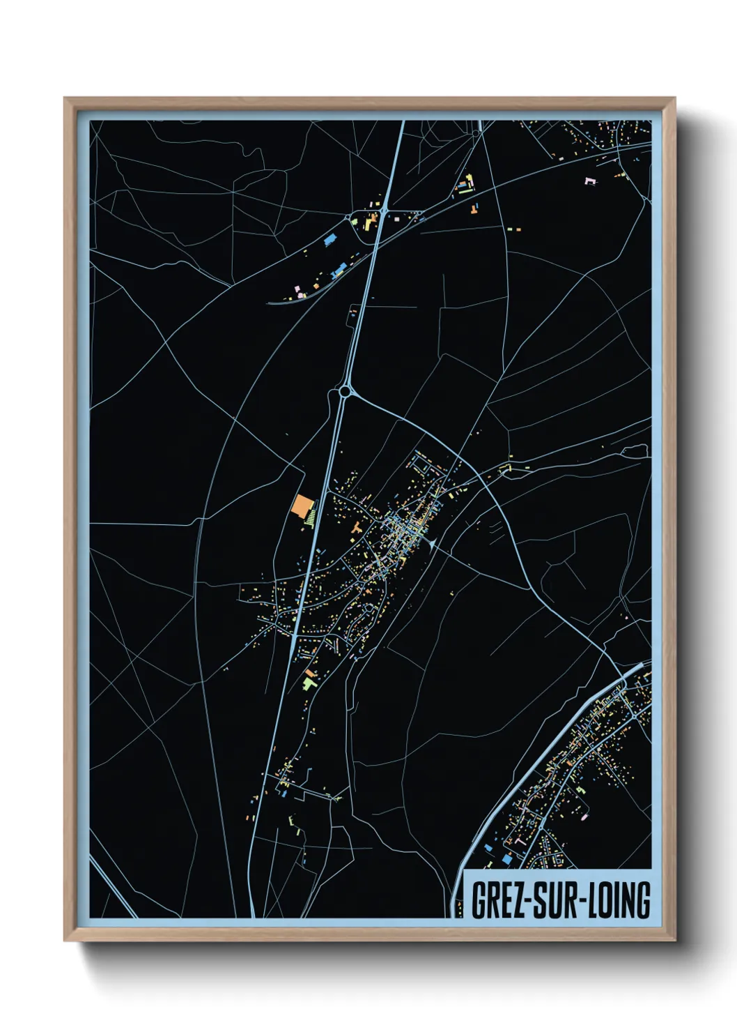 Une affiche de carte sur Grez-sur-Loing