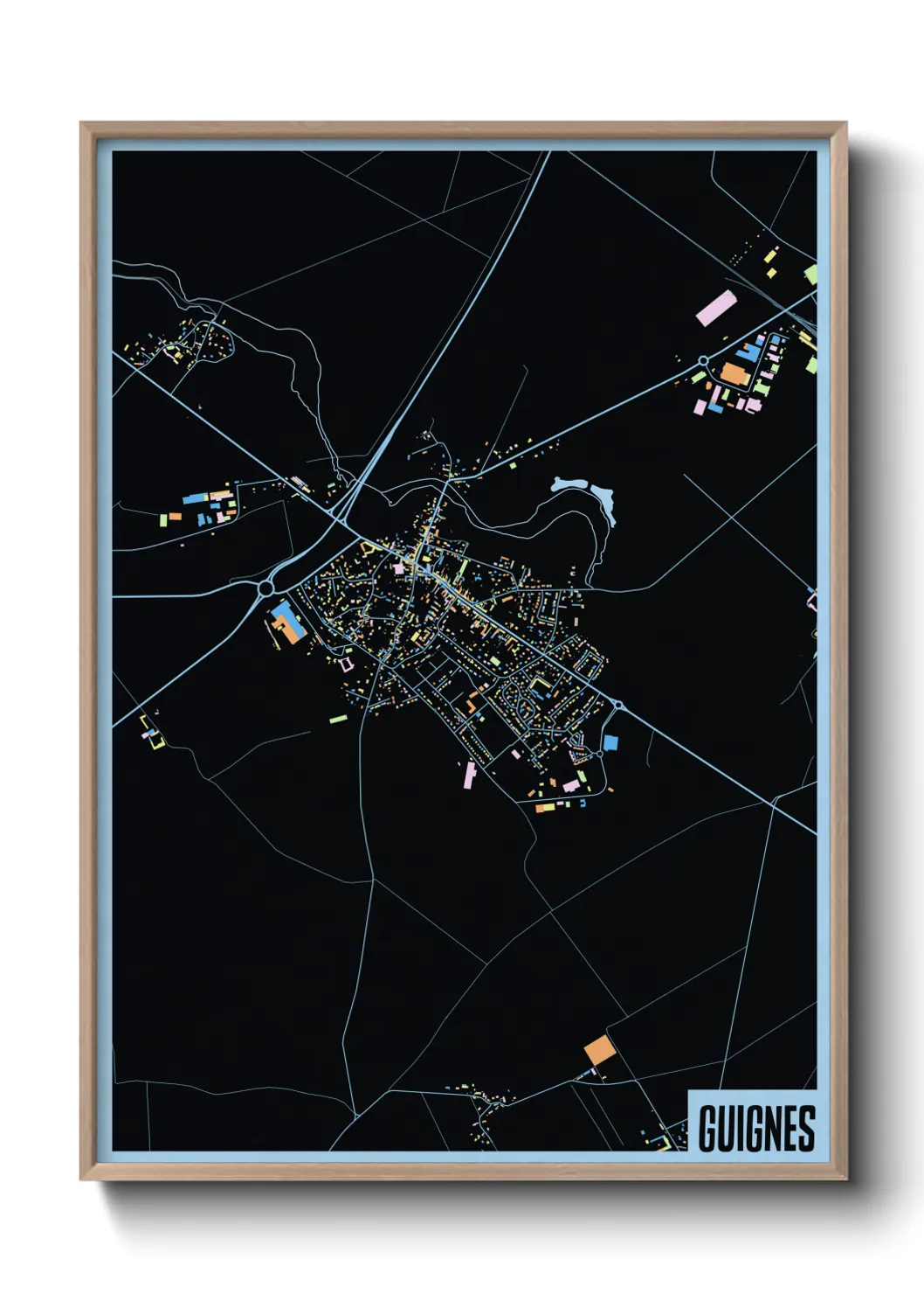 Une affiche de carte sur Guignes