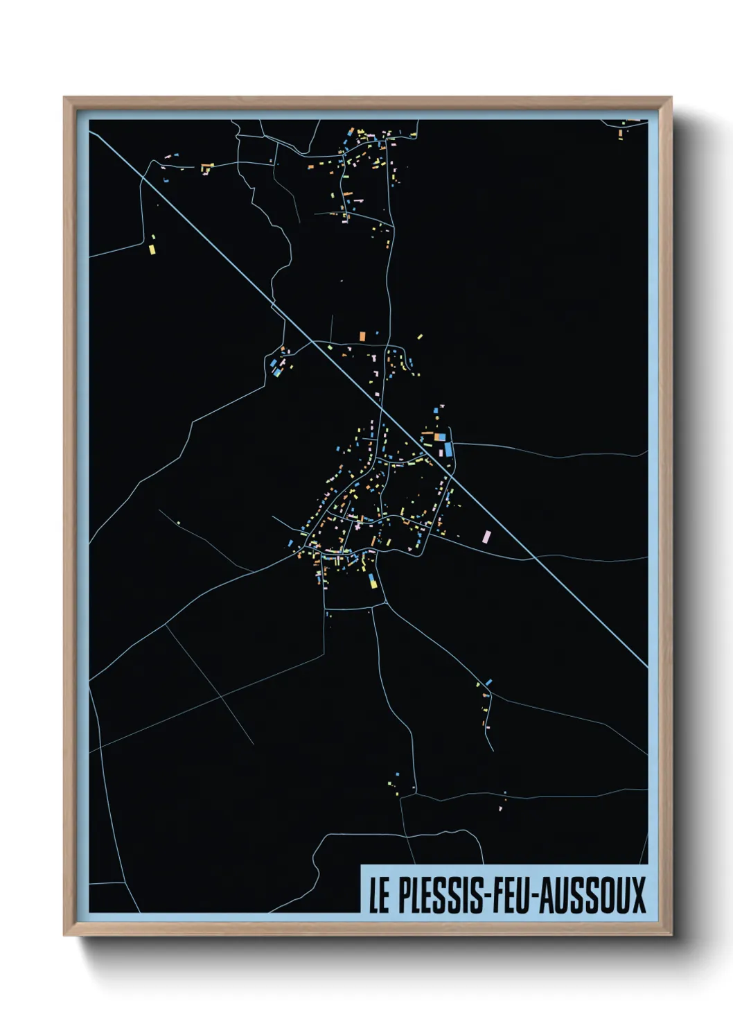 Une affiche de carte sur Le Plessis-Feu-Aussoux