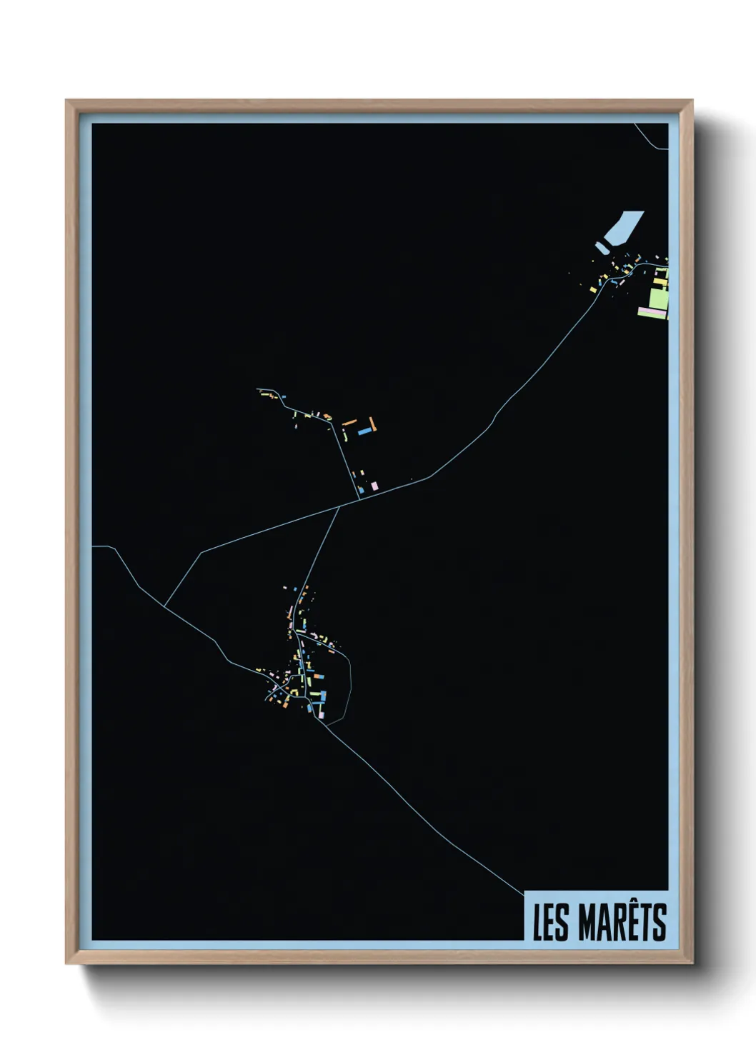 Une affiche de carte sur Les Marêts