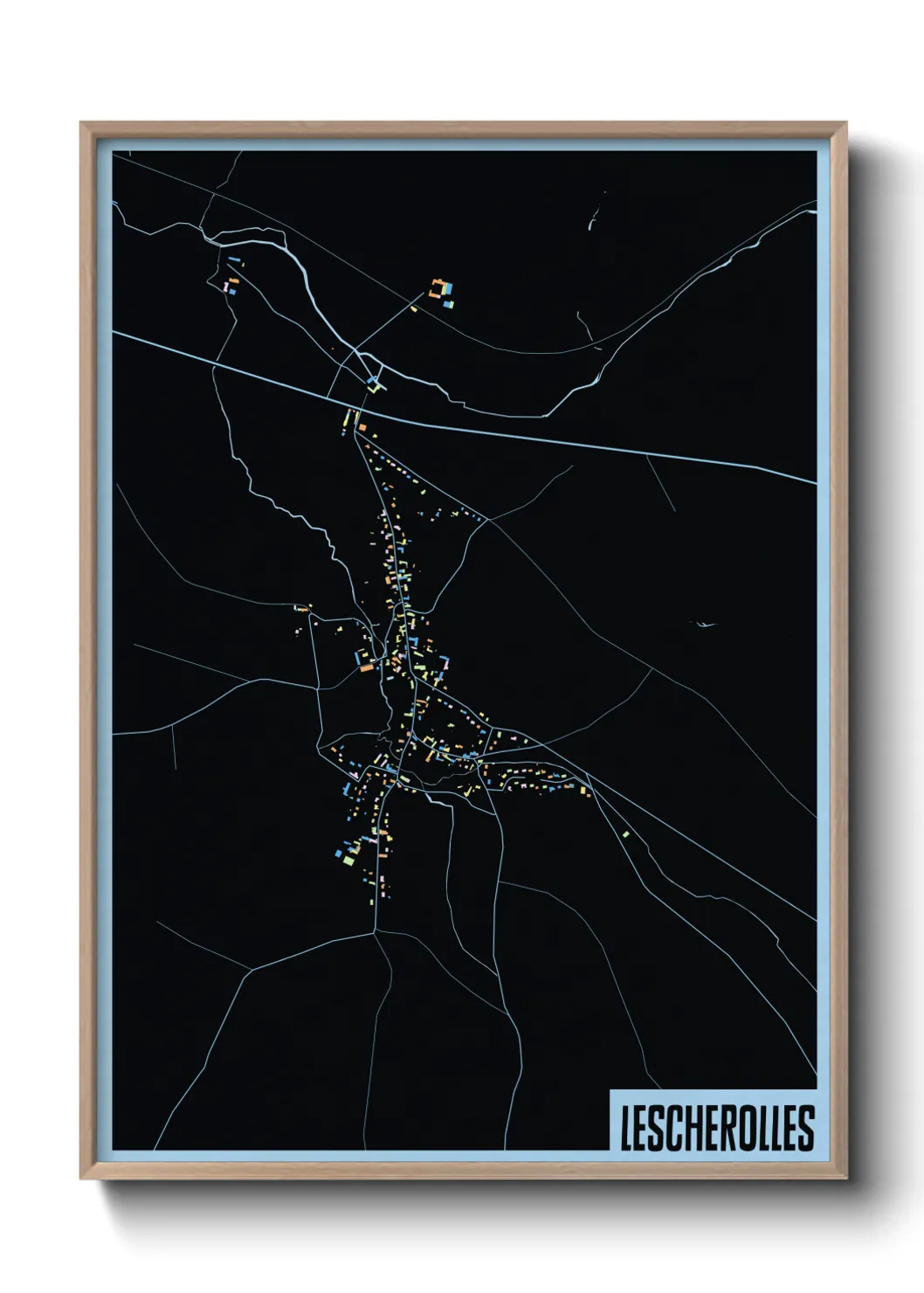 Une affiche de carte sur Lescherolles