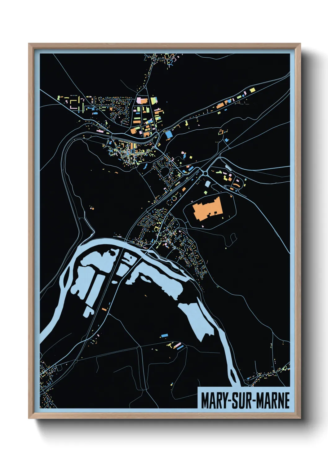 Une affiche de carte sur Mary-sur-Marne