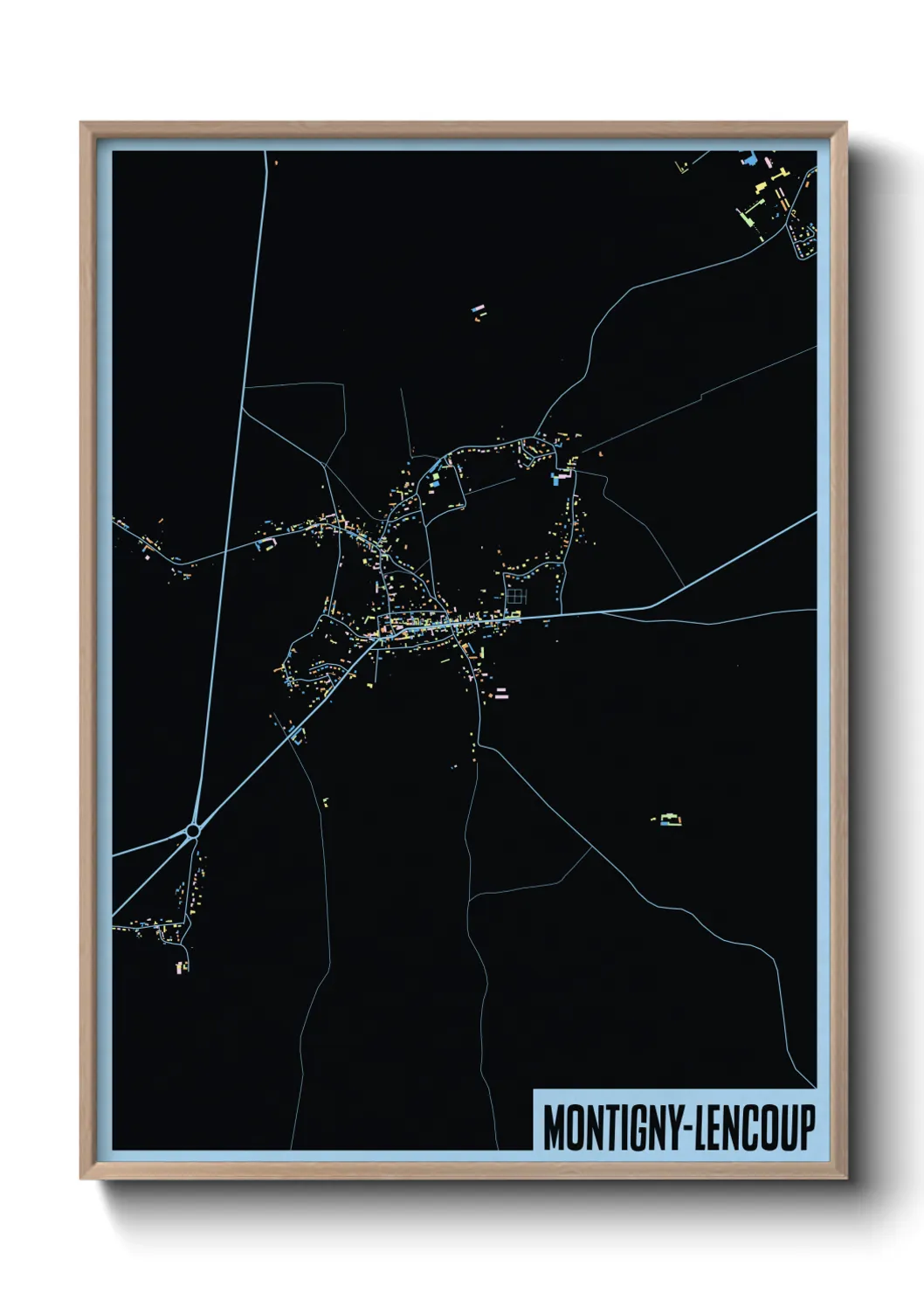 Une affiche de carte sur Montigny-Lencoup