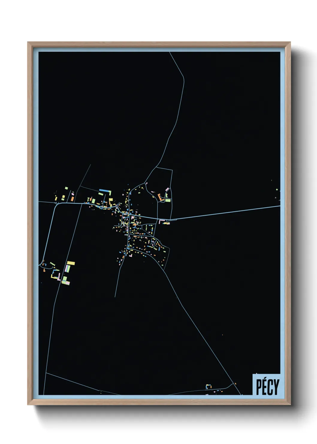 Une affiche de carte sur Pécy