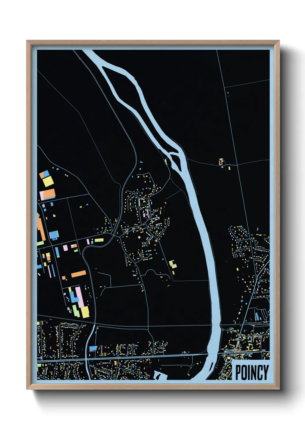 Une affiche de carte sur Poincy