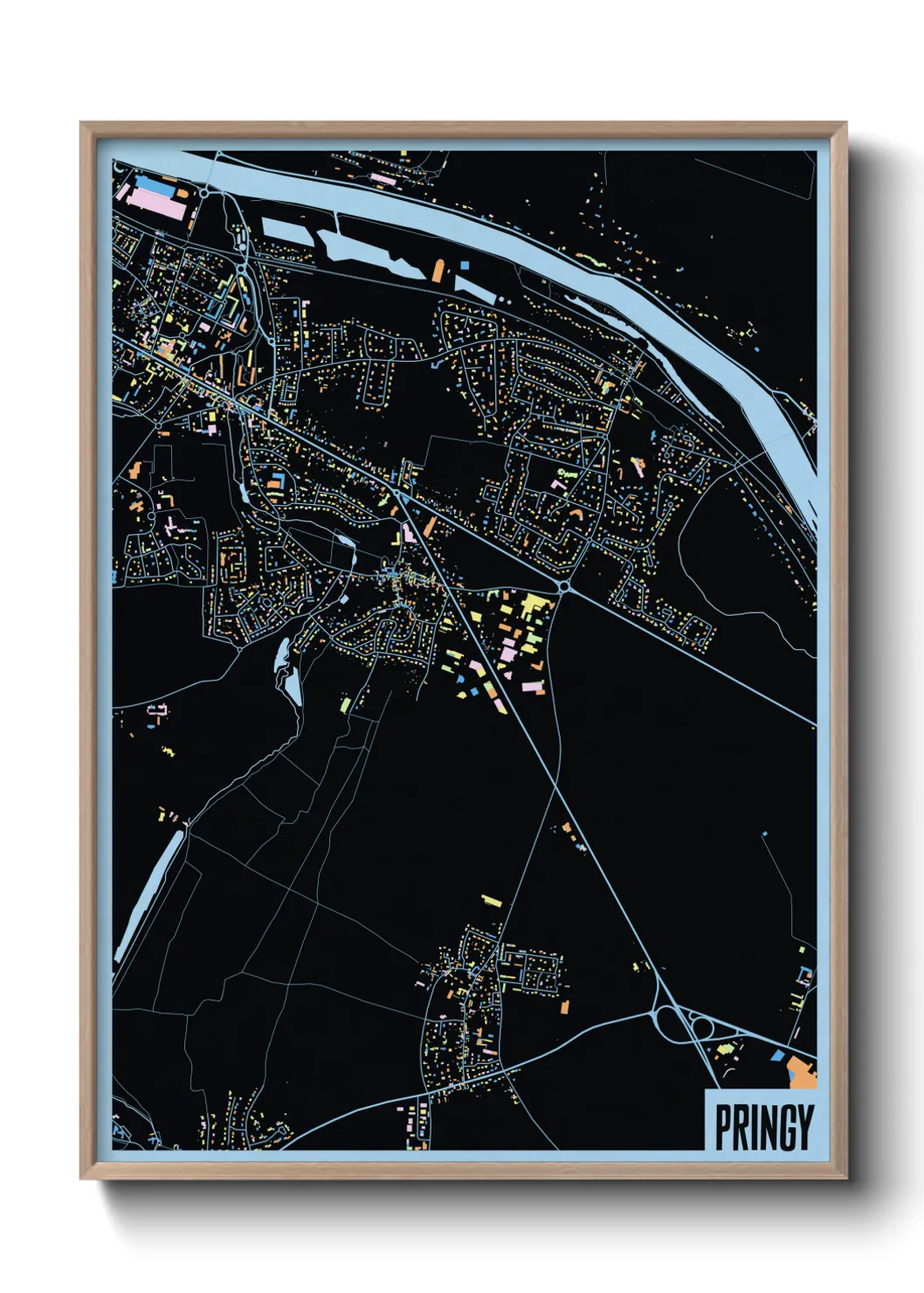 Une affiche de carte sur Pringy