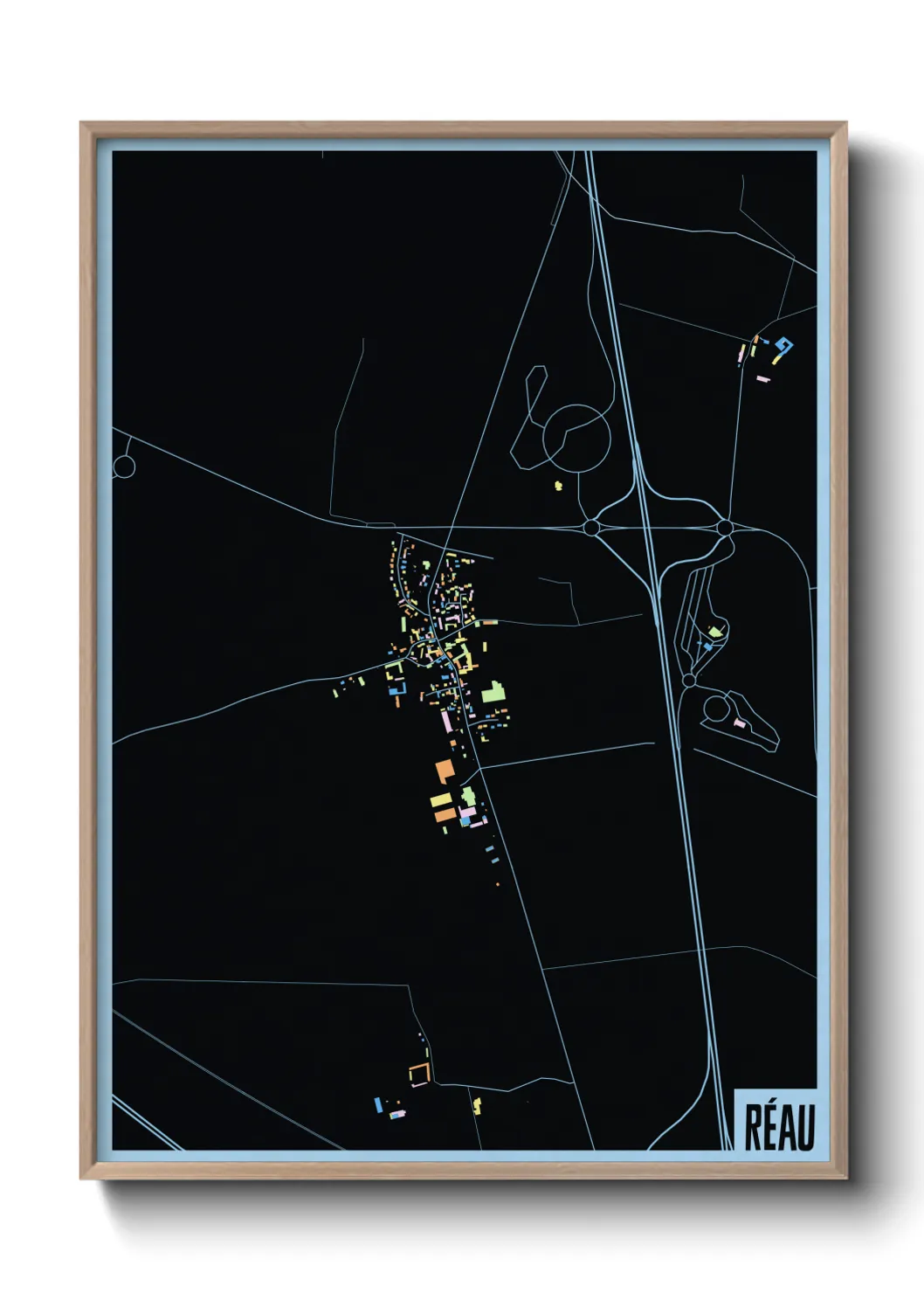 Une affiche de carte sur Réau