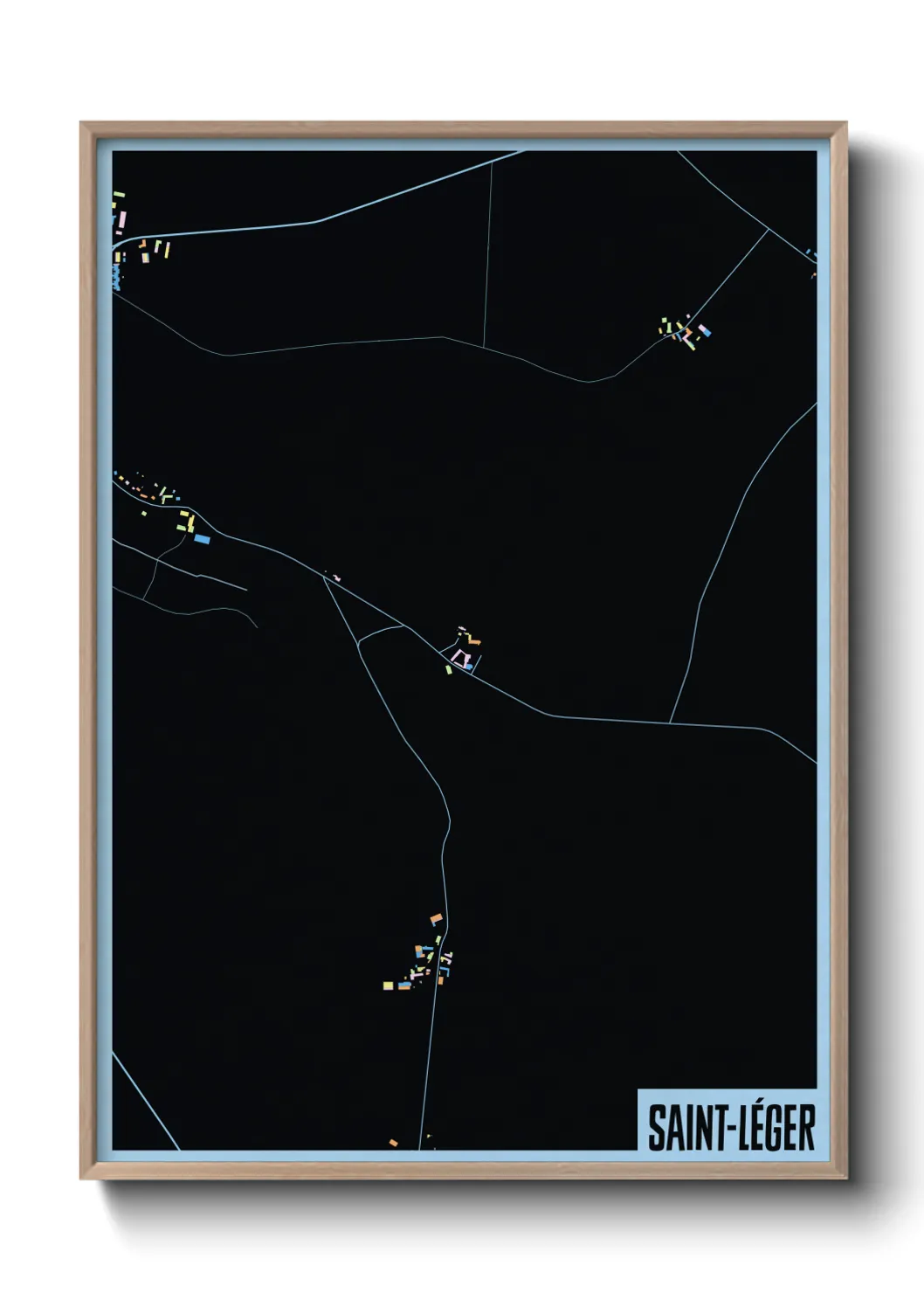 Une affiche de carte sur Saint-Léger