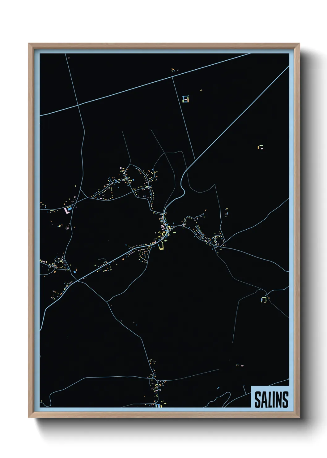 Une affiche de carte sur Salins