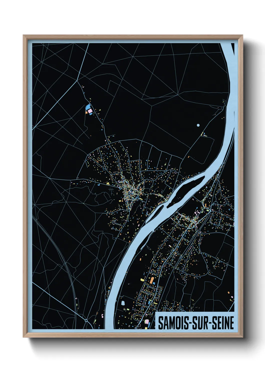 Une affiche de carte sur Samois-sur-Seine