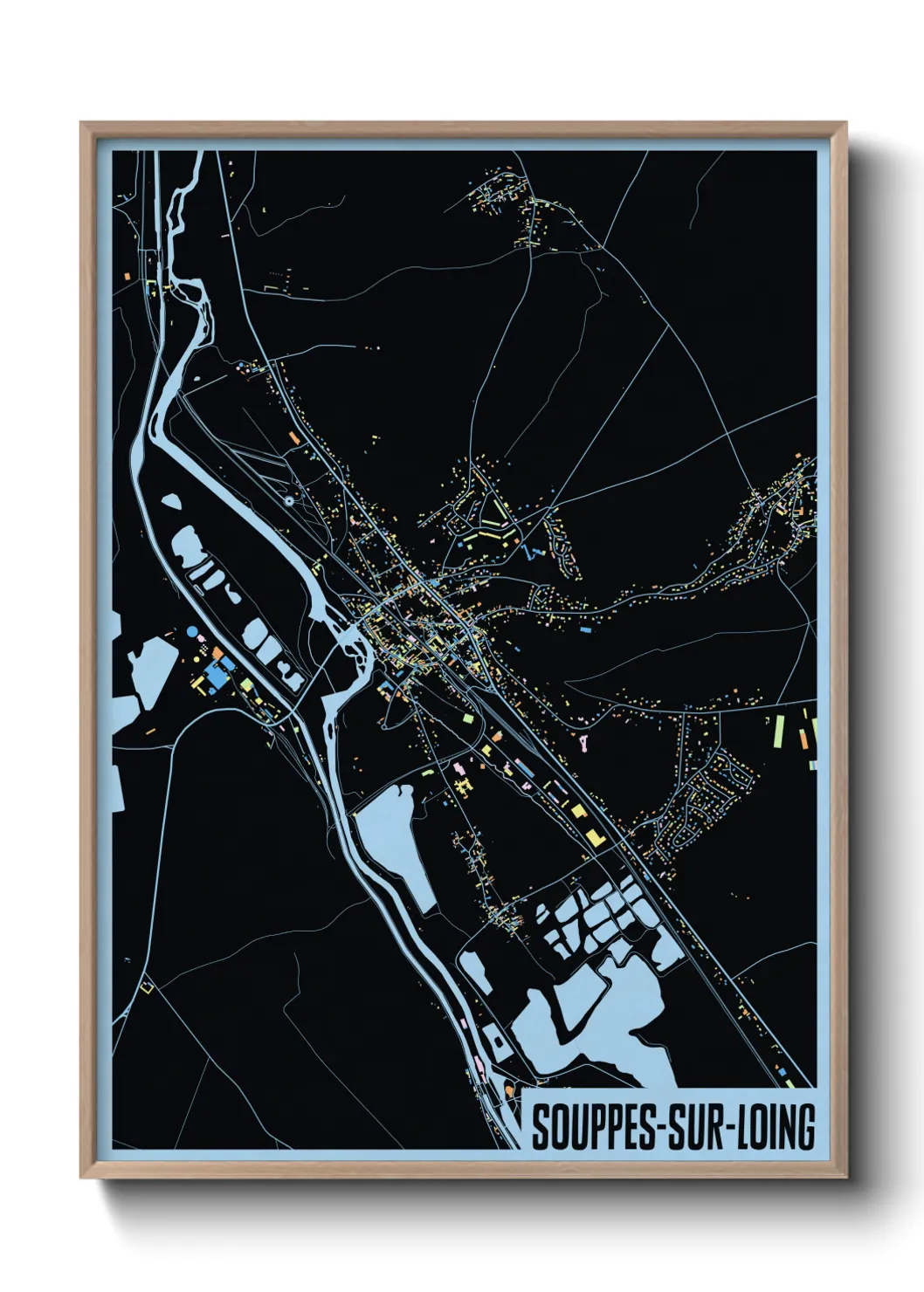 Une affiche de carte sur Souppes-sur-Loing