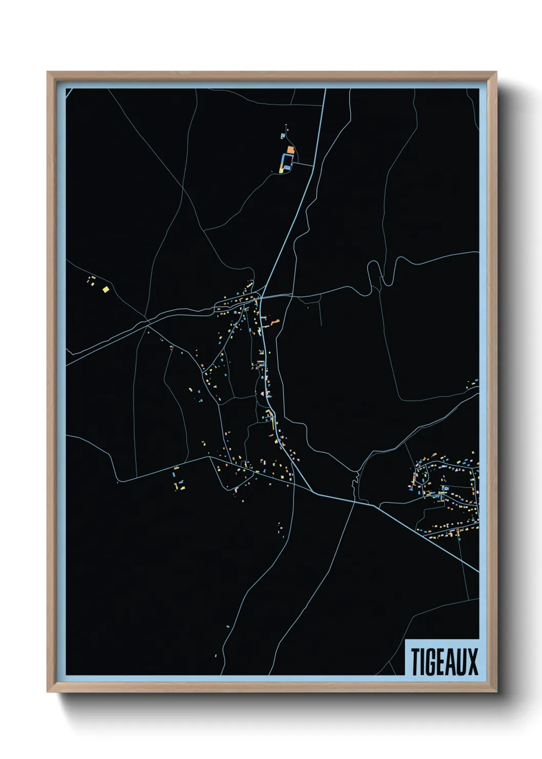 Une affiche de carte sur Tigeaux