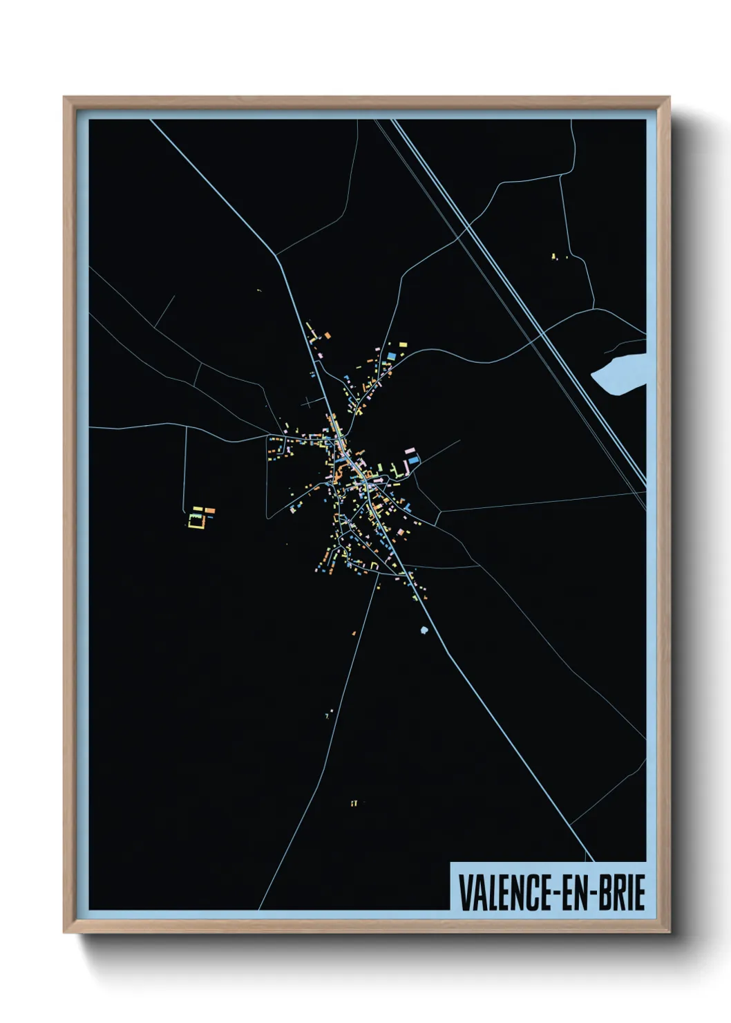 Une affiche de carte sur Valence-en-Brie