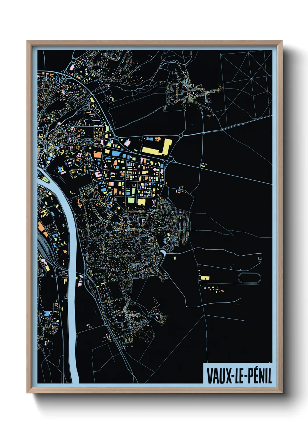 Une affiche de carte sur Vaux-le-Pénil