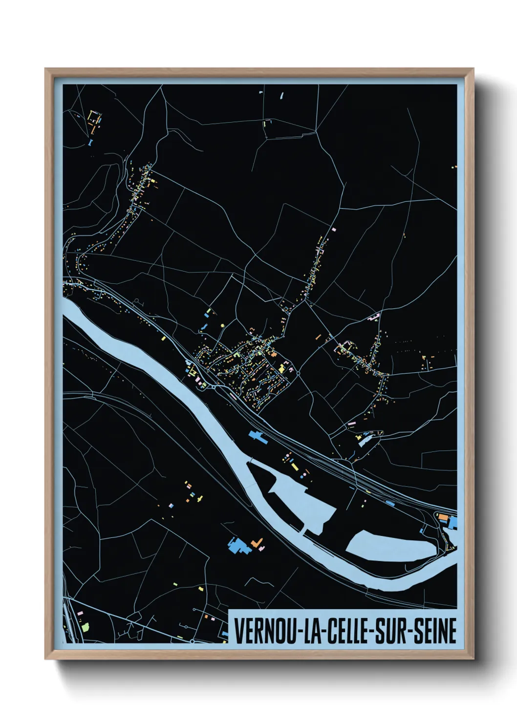 Une affiche de carte sur Vernou-la-Celle-sur-Seine