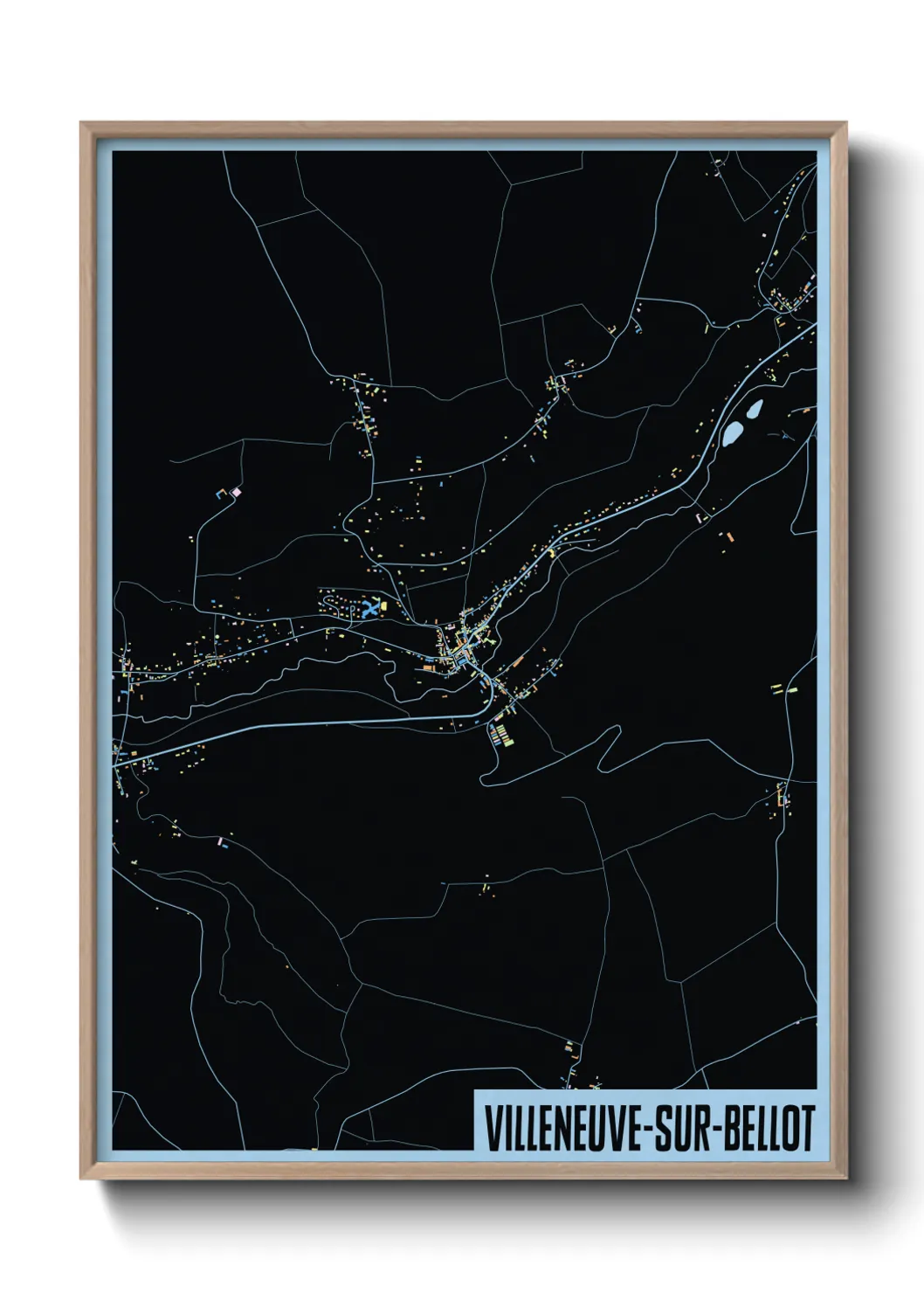 Une affiche de carte sur Villeneuve-sur-Bellot
