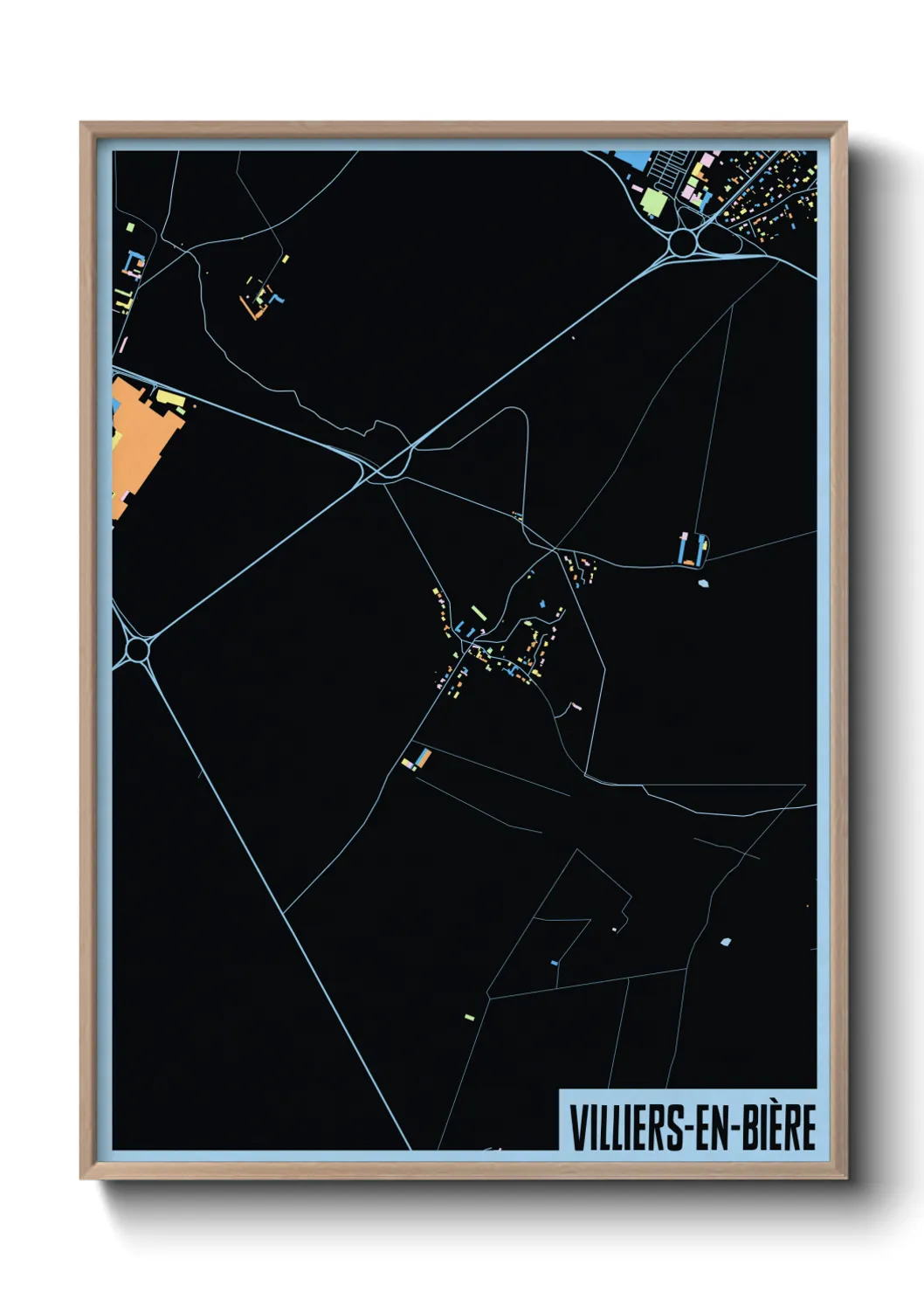 Une affiche de carte sur Villiers-en-Bière