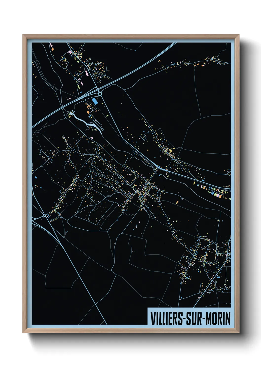 Une affiche de carte sur Villiers-sur-Morin