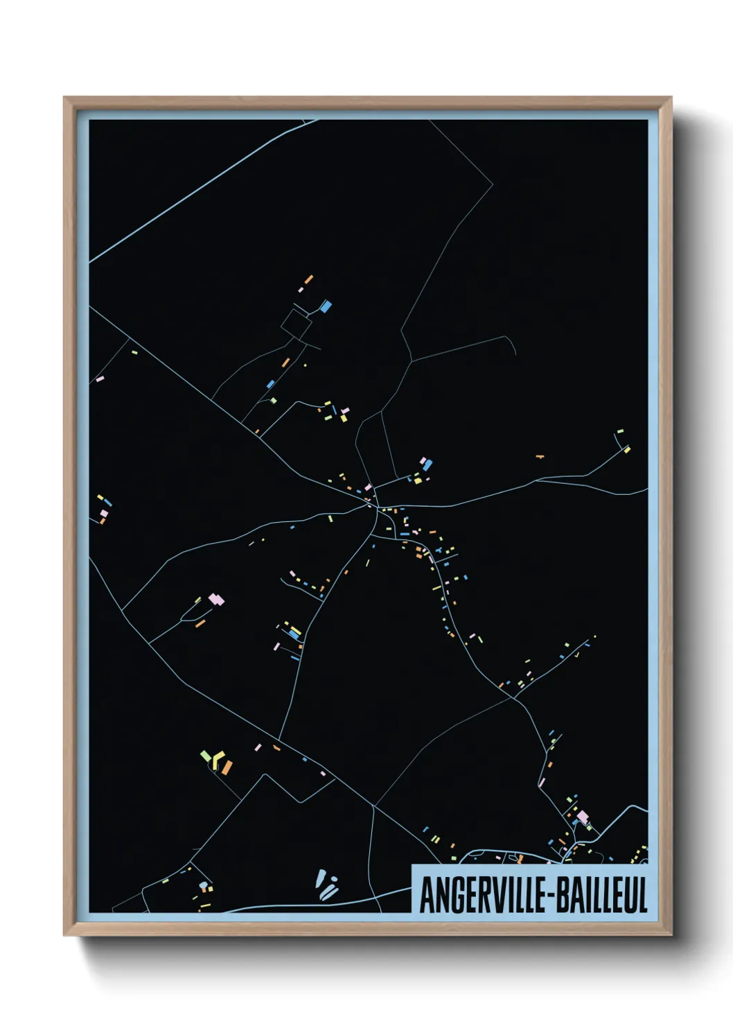 Une affiche de carte sur Angerville-Bailleul