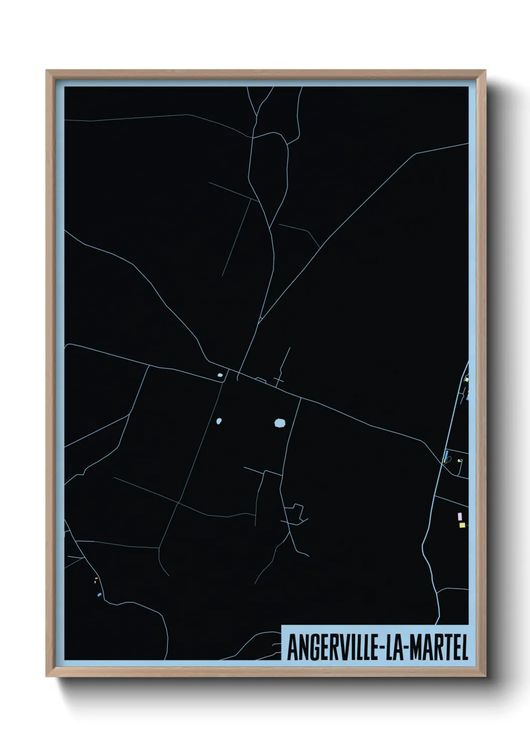 Une affiche de carte sur Angerville-la-Martel