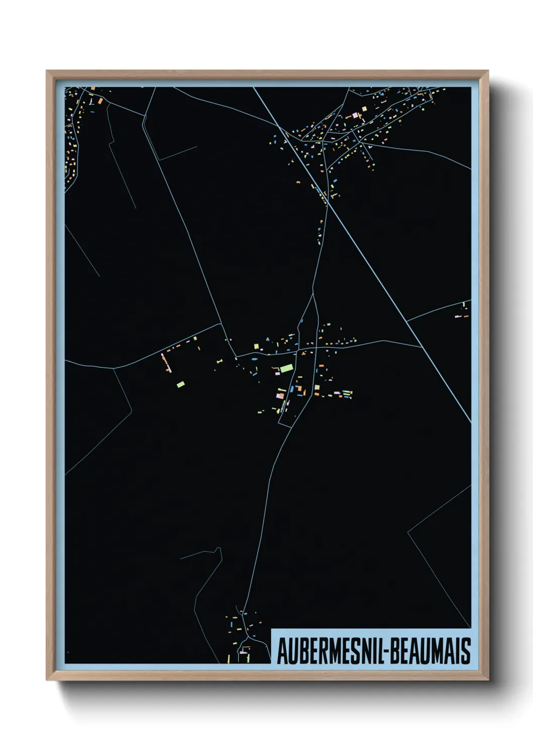 Une affiche de carte sur Aubermesnil-Beaumais