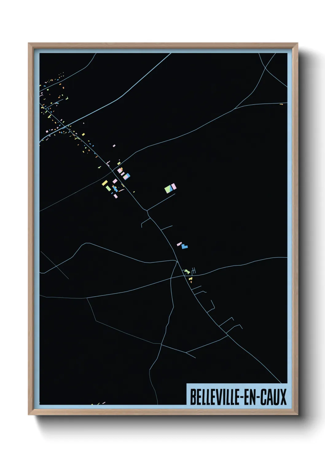 Une affiche de carte sur Belleville-en-Caux