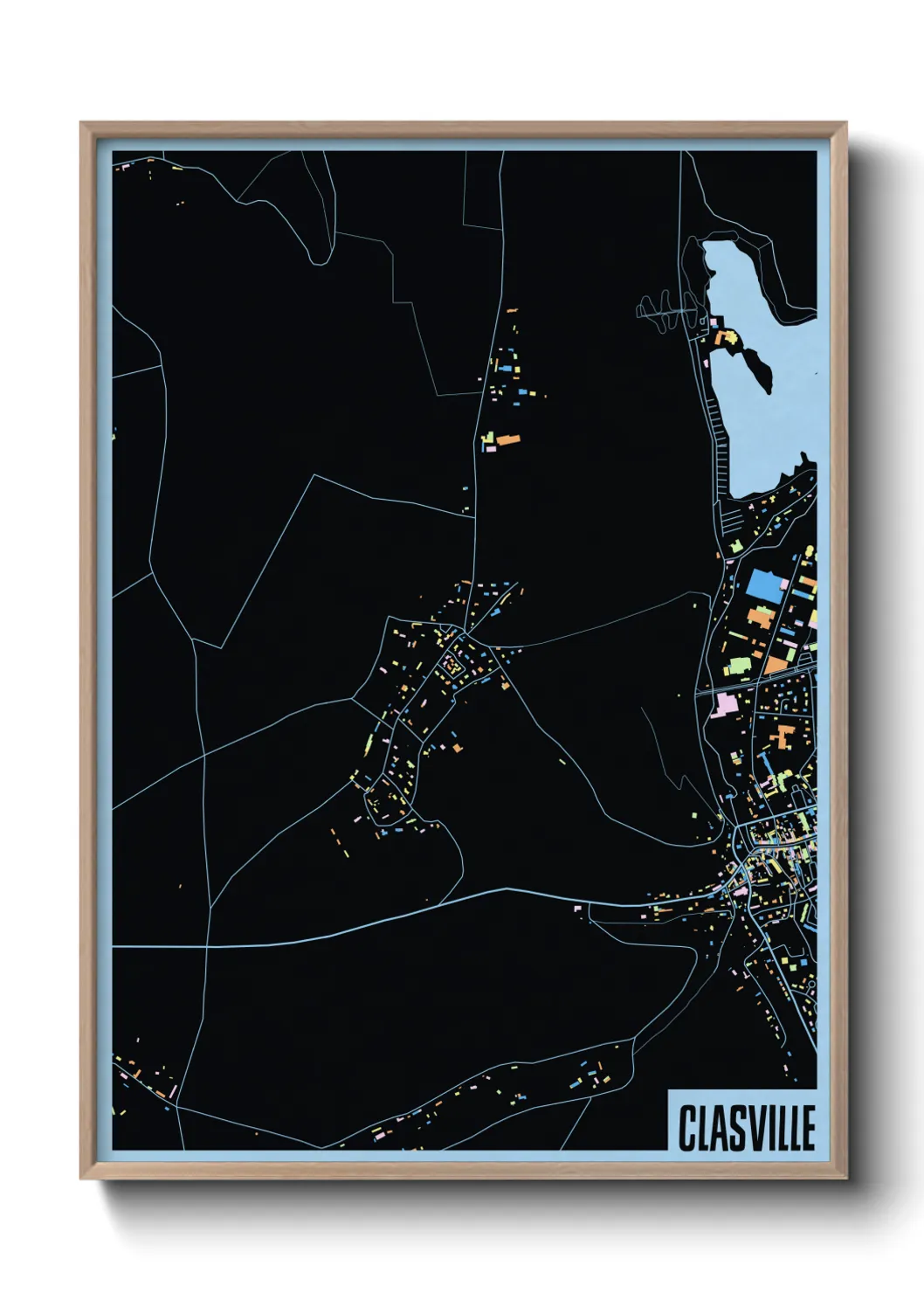 Une affiche de carte sur Clasville