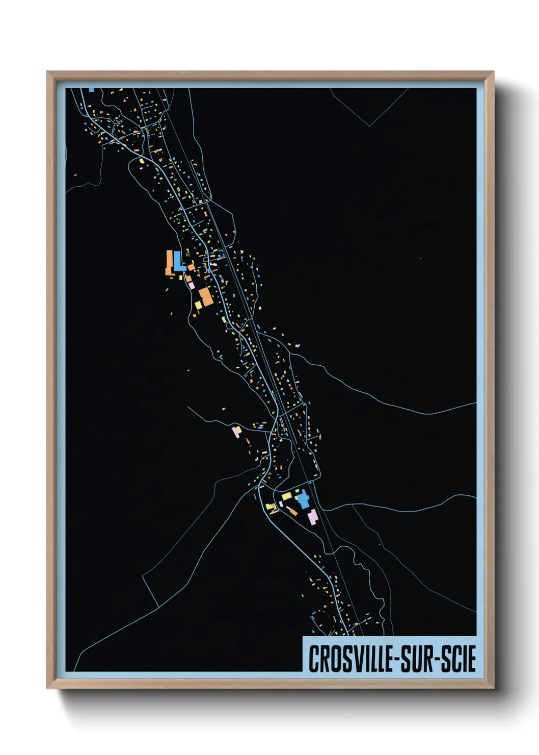 Une affiche de carte sur Crosville-sur-Scie