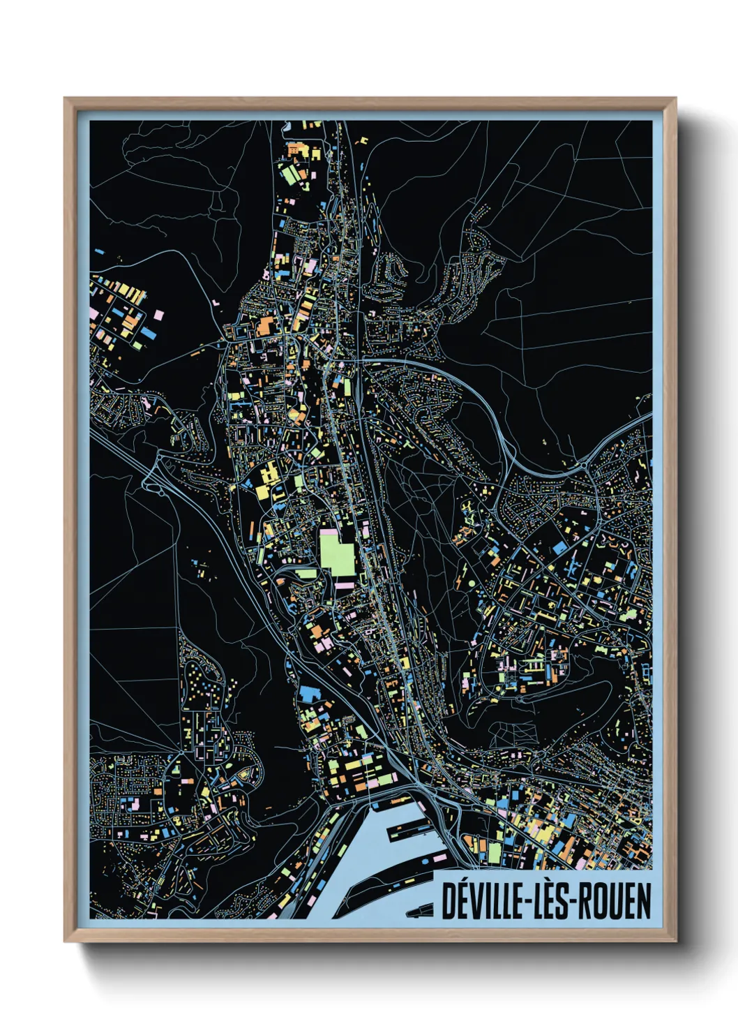 Une affiche de carte sur Déville-lès-Rouen