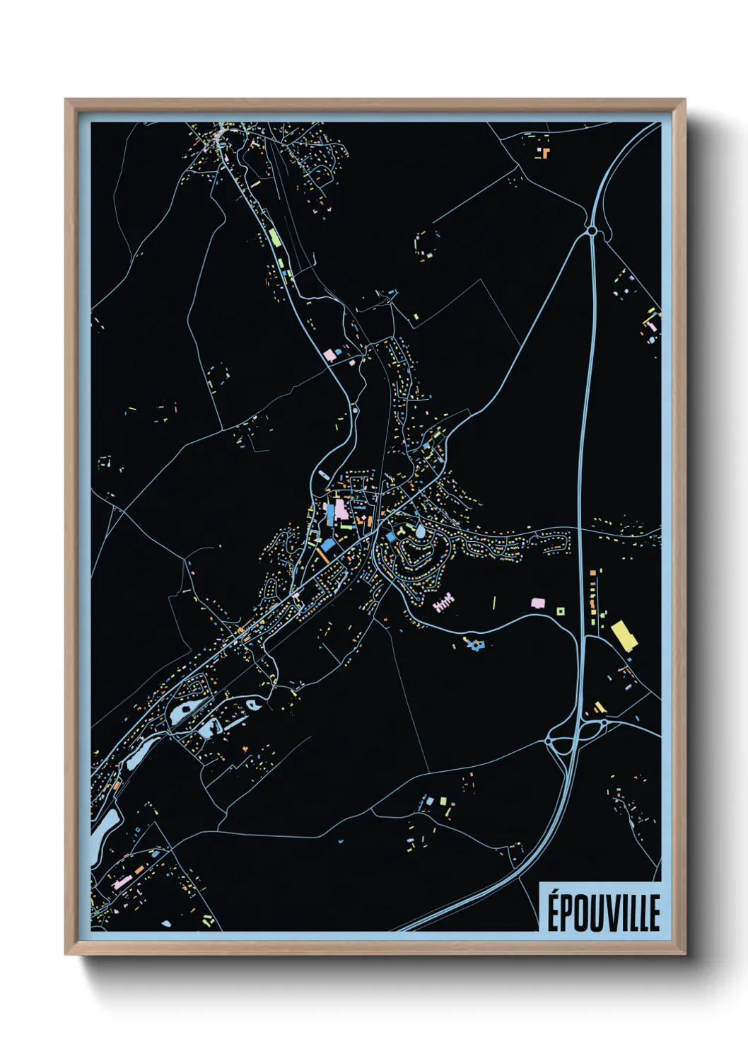 Une affiche de carte sur Épouville