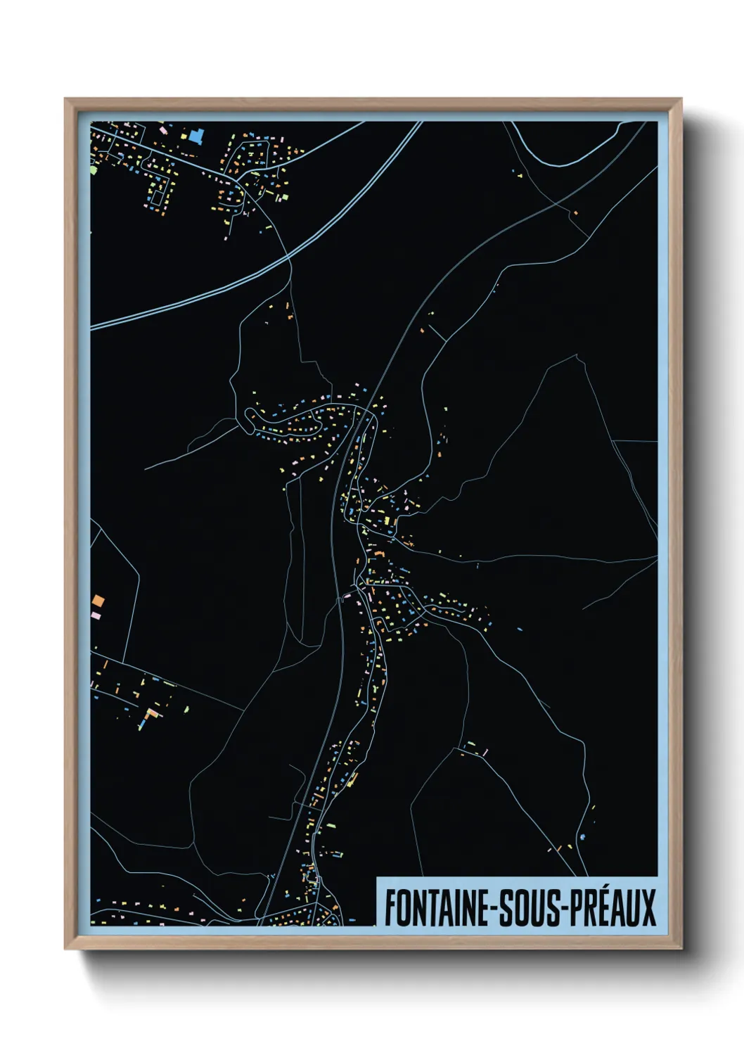 Une affiche de carte sur Fontaine-sous-Préaux