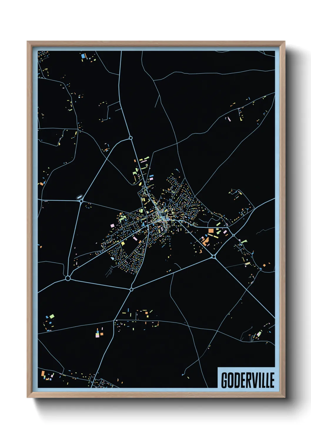 Une affiche de carte sur Goderville