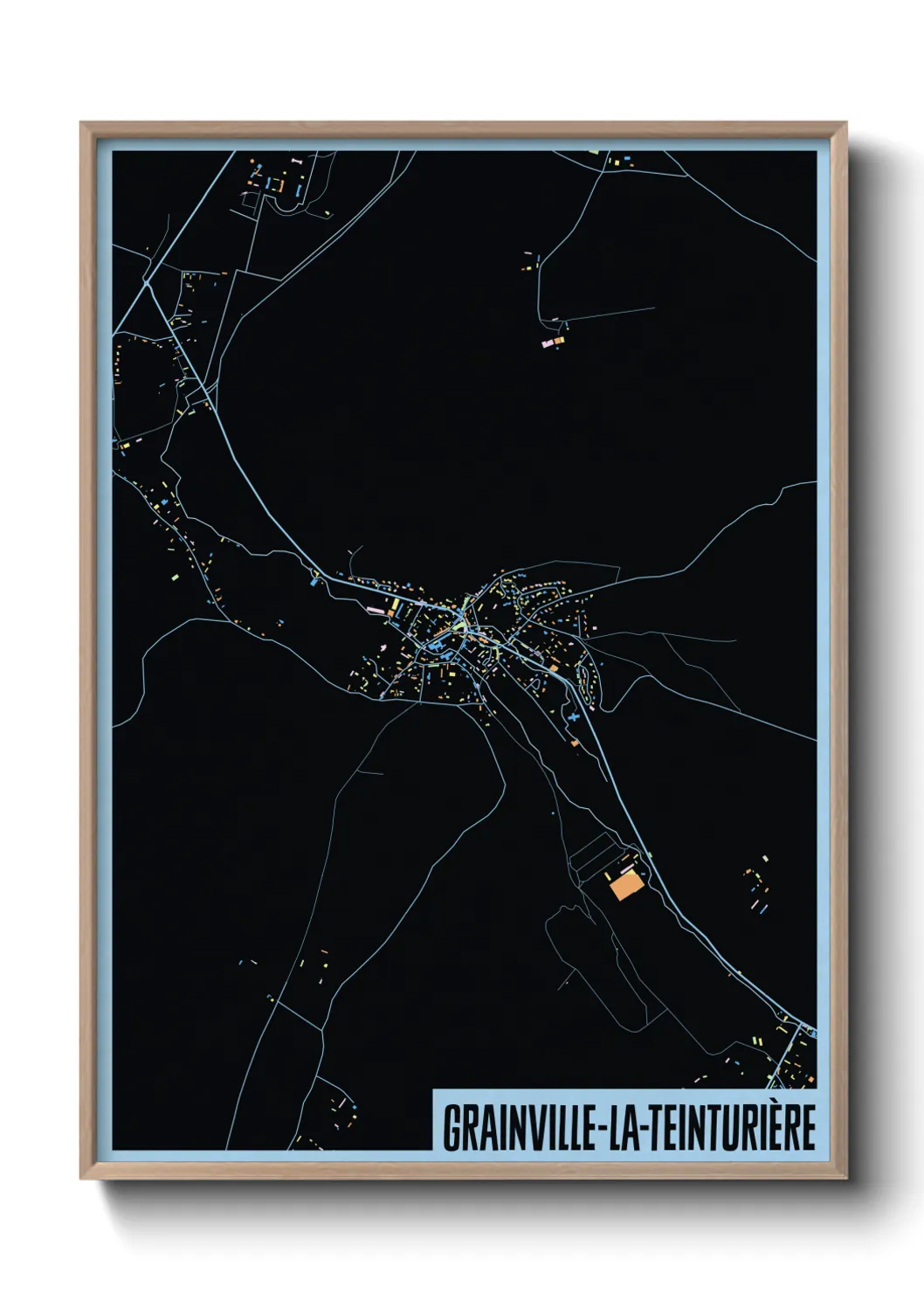 Une affiche de carte sur Grainville-la-Teinturière