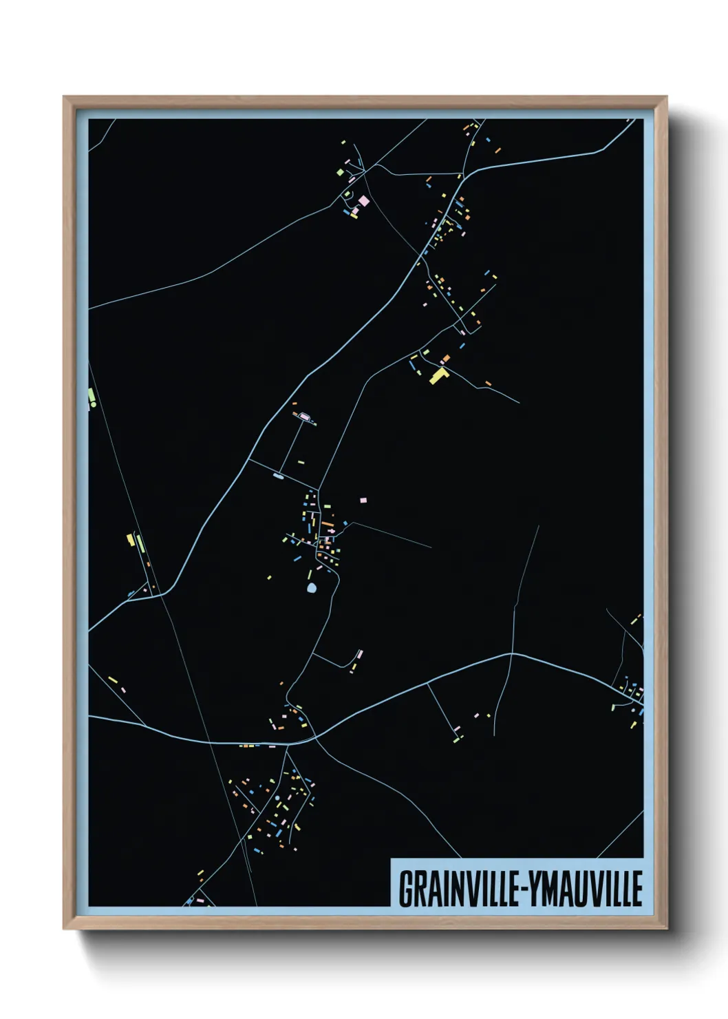 Une affiche de carte sur Grainville-Ymauville