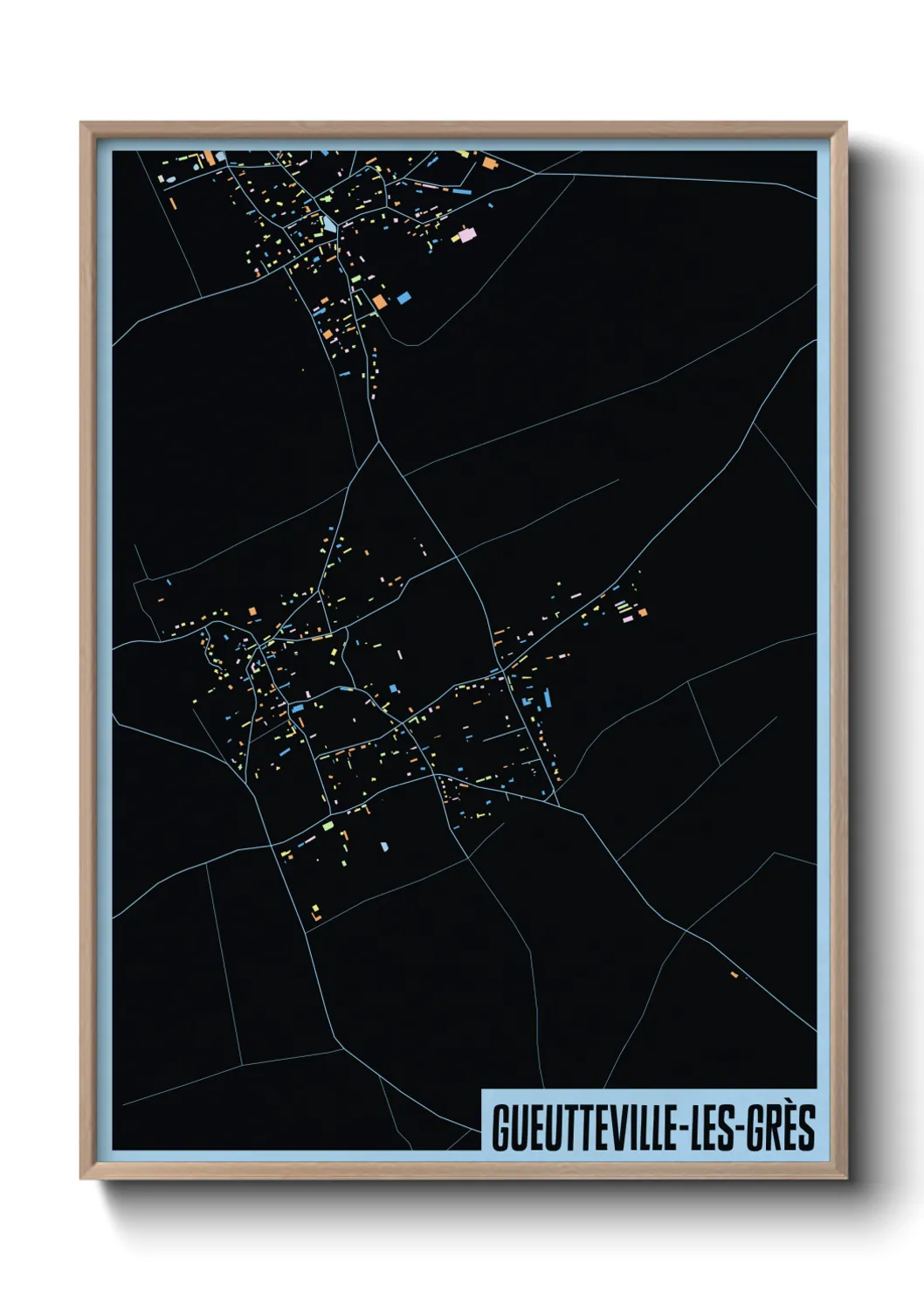 Une affiche de carte sur Gueutteville-les-Grès