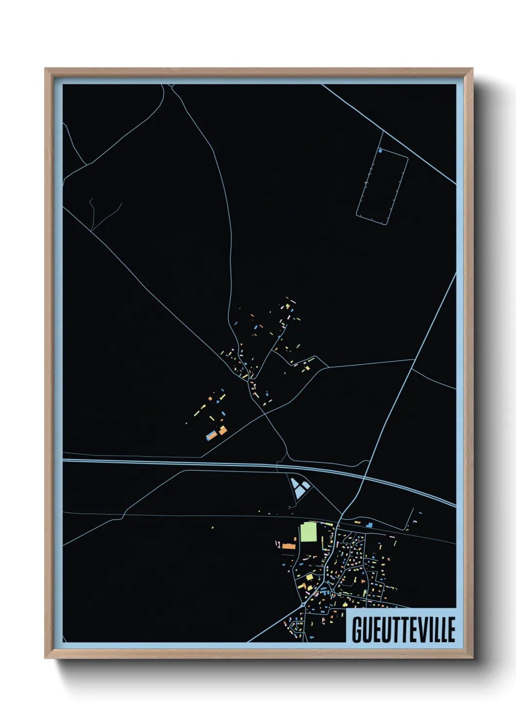 Une affiche de carte sur Gueutteville