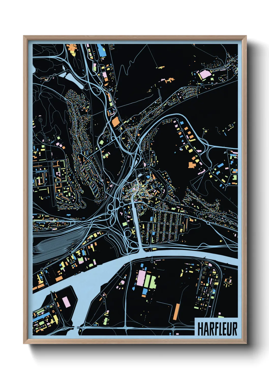 Une affiche de carte sur Harfleur