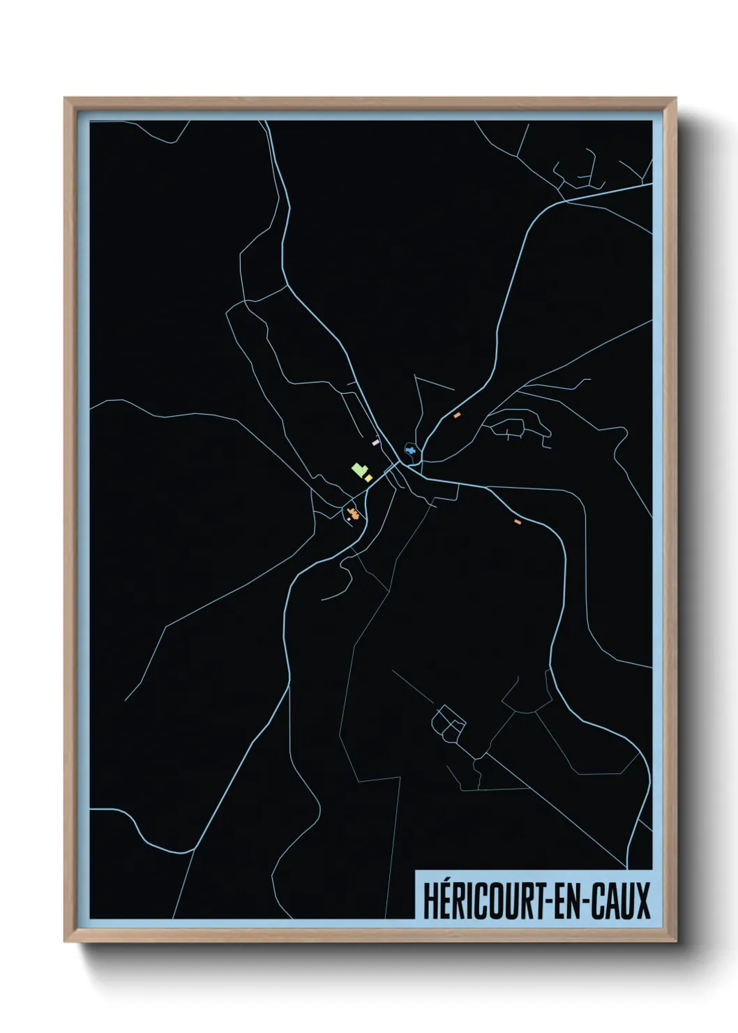 Une affiche de carte sur Héricourt-en-Caux